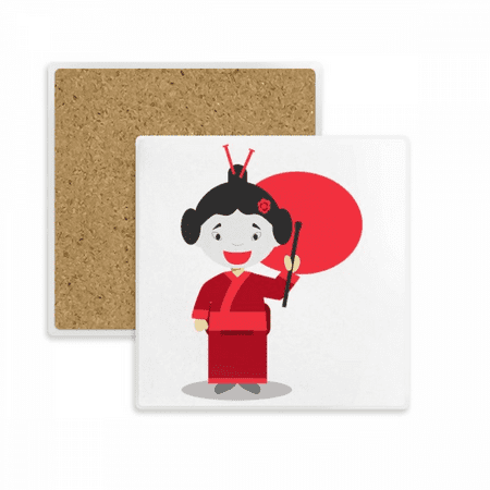 

White Red Japan Cartoon Square Coaster Cup Mat Mug Subplate Holder Insulation Stone