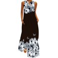 thumbnail image 1 of Robes d'Été pour Femmes 2022 Robe Longue d'Été Sans Manches Imprimée Col en V Ample Boho Plage avec Poches, 1 of 5