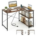 thumbnail image 6 of Resenkos 47-Inch Reversible L-Shaped Corner Desk with Adjustable Shelves - Rustic Brown/Black, 6 of 8