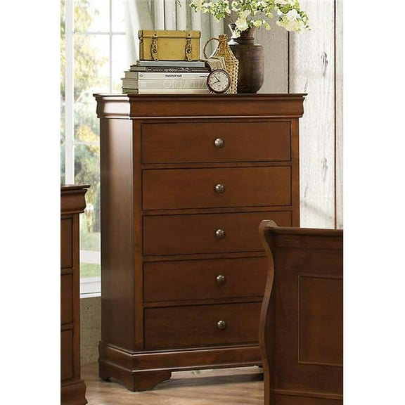 Homelegance  Abbeville Collection Chest with Hidden Drawer- Brown Cherry - 31.75 x 17.5 x 47.5 in.
