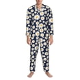 thumbnail image 3 of Daiia Daisy Floral for Men's Long-Sleeved Pajama Set – Soft & Comfortable Sleepwear Button-Up Pajamas Cozy Lounge Wear-Medium, 3 of 7