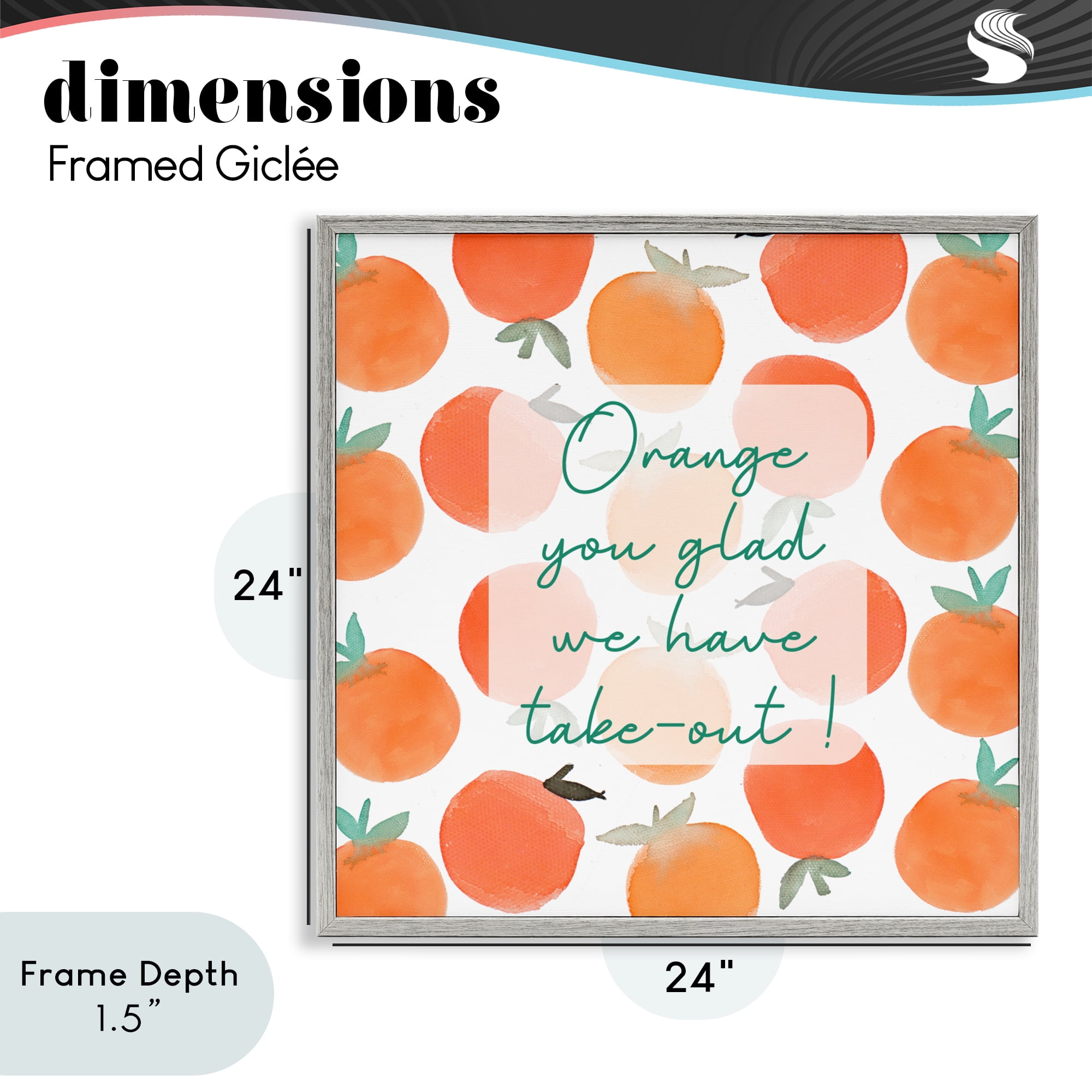 Stupell Industries Orange You Glad Gray Framed Giclee Art, design by Emily Navas