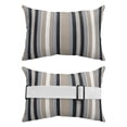 thumbnail image 2 of Pack of 2 Outdoor Lumbar Pillow Covers 12x20 Inch, Black Grey Brown Striped Waterproof Throw Pillow Covers Set, Modern Stripes Art Farmhouse Decorative Cushion Cases for Patio Porch Car, 2 of 7