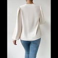 thumbnail image 4 of Blusas de Mujer con Cuello Vuelto, Larga, para Profesora, Oficina, Negocios, Elegantes, Informales Albaricoque XL, 4 of 9