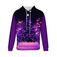 thumbnail image 5 of Sudadera con capucha para hombre, estilo casual, con cuello redondo, estampado de árbol de Navidad, manga larga, blusa de poliéster, 5 of 5