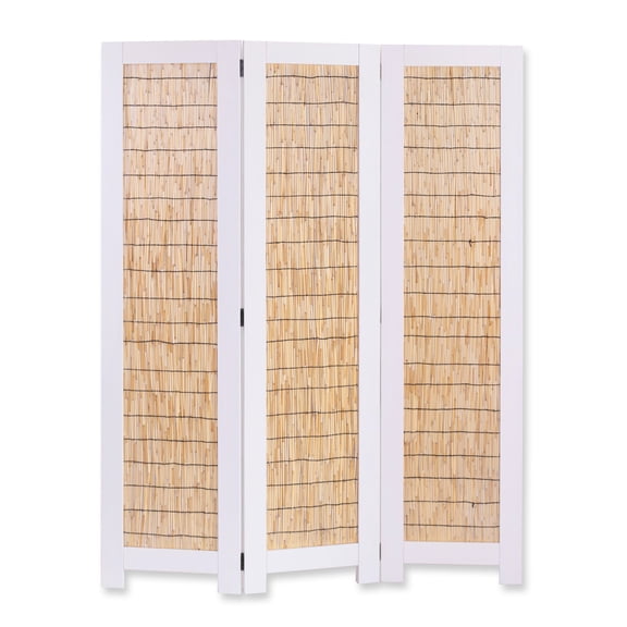 Screen Gems Wicker Privacy Screen - 3 Panel Room Divider (Black a