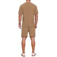 thumbnail image 3 of INSPIRE CHIC Men's Casual Texture Crew Neck Solid Shirt Top and Shorts 2 Piece Outfits 3XL Brown, 3 of 6