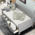 thumbnail image 2 of Bed Frame Twin Size Daybed with 2 Large Drawers, X-shaped Frame, Modern and Rustic Casual Style Daybed, Gray, 2 of 7