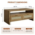 thumbnail image 2 of BeesClover 40” Boho Coffee Table with Storage,Modern Rattan Console Table with Drawers and Open Shelf, 2 Tiers Wooden Center Coffee Table for Living Room/Apartment/Farmhouse/Bedroom/Small Place(Oak), 2 of 9