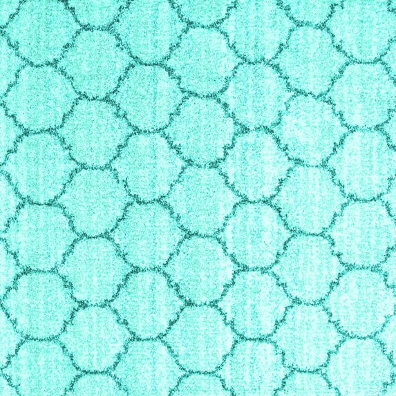 Ahgly Company Indoor Square Trellis Turquoise Blue Contemporary Area Rugs, 6' Square