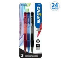 BAZIC Crown 0.7 mm Mechanical Pencil, Soft Grip Latex Free Eraser (3/Pack), 24-Packs