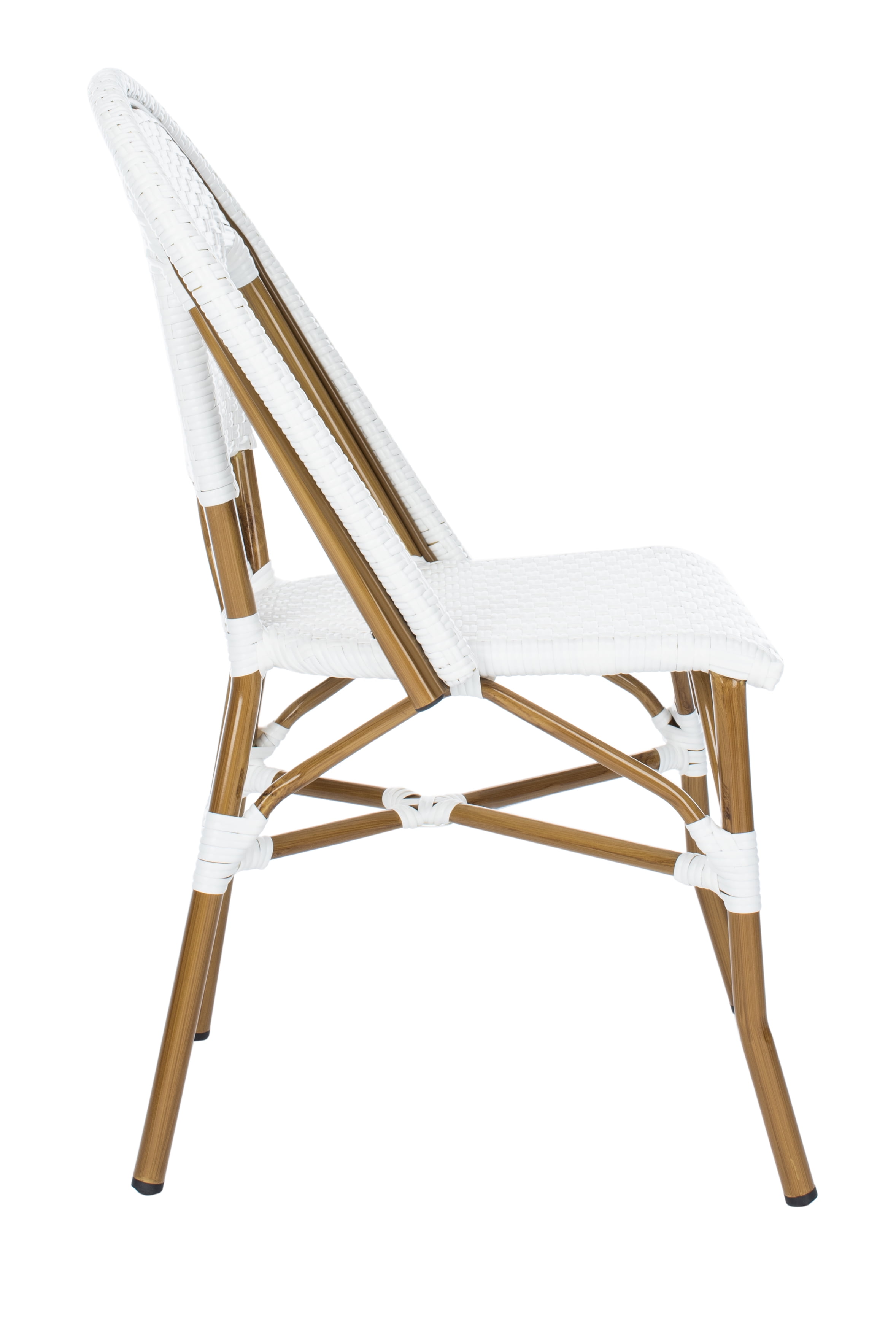 SAFAVIEH Salcha Outdoor Bistro Side Chair, White/Light Brown, Set of 2