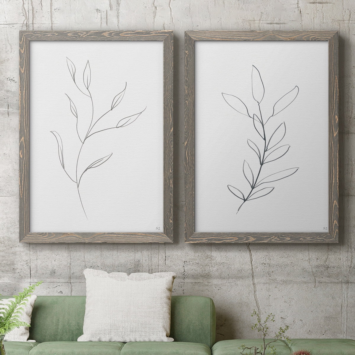 Botanical Gesture I - Premium Framed Canvas 2 Piece Set - Ready to Hang