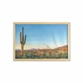 thumbnail image 1 of Saguaro Wall Art with Frame, Sun Goes down in Desert Prickly Pear Cactus Southwest Texas National Park, Printed Fabric Poster for Bathroom Living Room, 35" x 23", Orange Blue Green, by Ambesonne, 1 of 2
