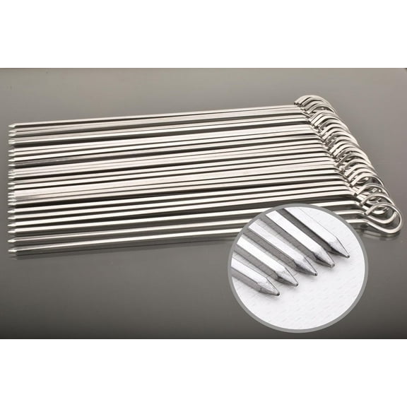 24 Pack Square Barbecue Skewers Metal BBQ Sticks, 12" Stainless Steel Skewers for Grill, Roasted Beef, Chicken, Grilled Vegetables(Square BBQ 24P, 12inch)