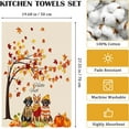 thumbnail image 4 of 4 Pcs Fall Dogs Kitchen Towel, 100% Cotton Thanksgiving Maple Leaf Dish Towel 26"x18", Housewarming Gifts Holiday Decorative Tea Towels for Dining Home, 4 of 5