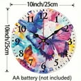 thumbnail image 3 of PRATYUS Butterfly Print Wall Clock, Frameless Round Analog Decorative Hanging Clock for Living Rooms, Kitchens, Dorms, and Offices, 10-Inch Size, Silent Battery Operated 10x10in, 3 of 8
