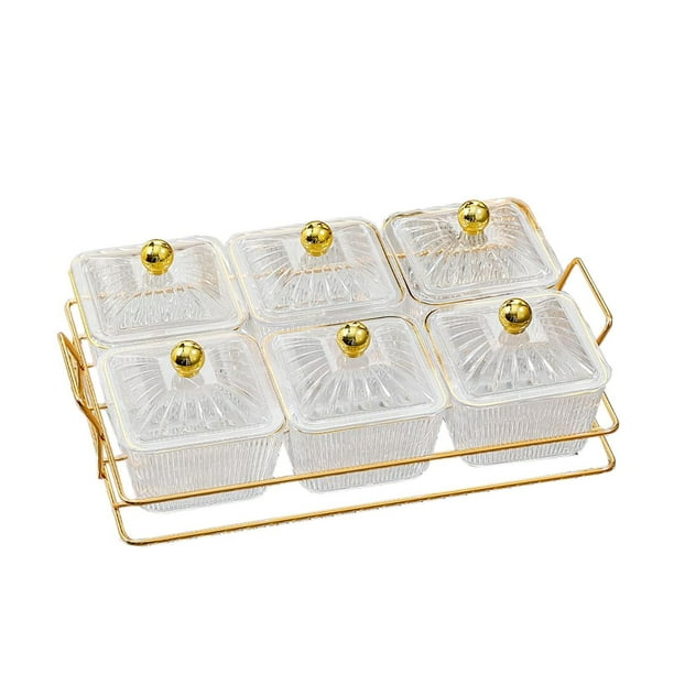 Platos para servir Billuyoard divididos de frutos secos color marrón tipo 15