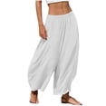 thumbnail image 2 of Xdegoge Baggy Harem Pants for Women Elastic Waist Lantern Trousers Casual Flowy Wide Leg Lounge Bottoms Summer Beachwear, 2 of 7