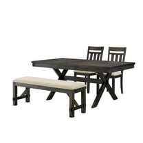 Crosley Furniture Hayden Wood 4 Piece Butterfly Leaf Trestle Dining Set in Slate