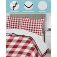 thumbnail image 4 of Farmhouse Buffalo Plaid Summer Quilt Set Twin XL Size, Soft Microfiber Quilted Bedding Set with 2 Pillow Shams, Red White Checkered Lightweight All Season Bedspread Coverlet for Bedroom 68"x98", 4 of 6