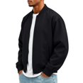 thumbnail image 7 of Dweltoz Mens Lightweight Bomber Jacket Full Zip Varsity Baseball Collar Outwear Casual Softshell Windbreaker Coat with Pockets ,Black 3XL, 7 of 7