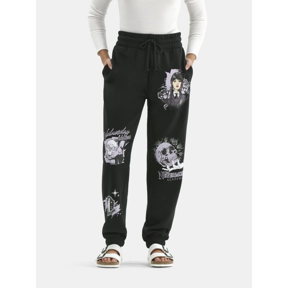 Wednesday Addams Women’s Graphic Print Joggers, Sizes XS-L
