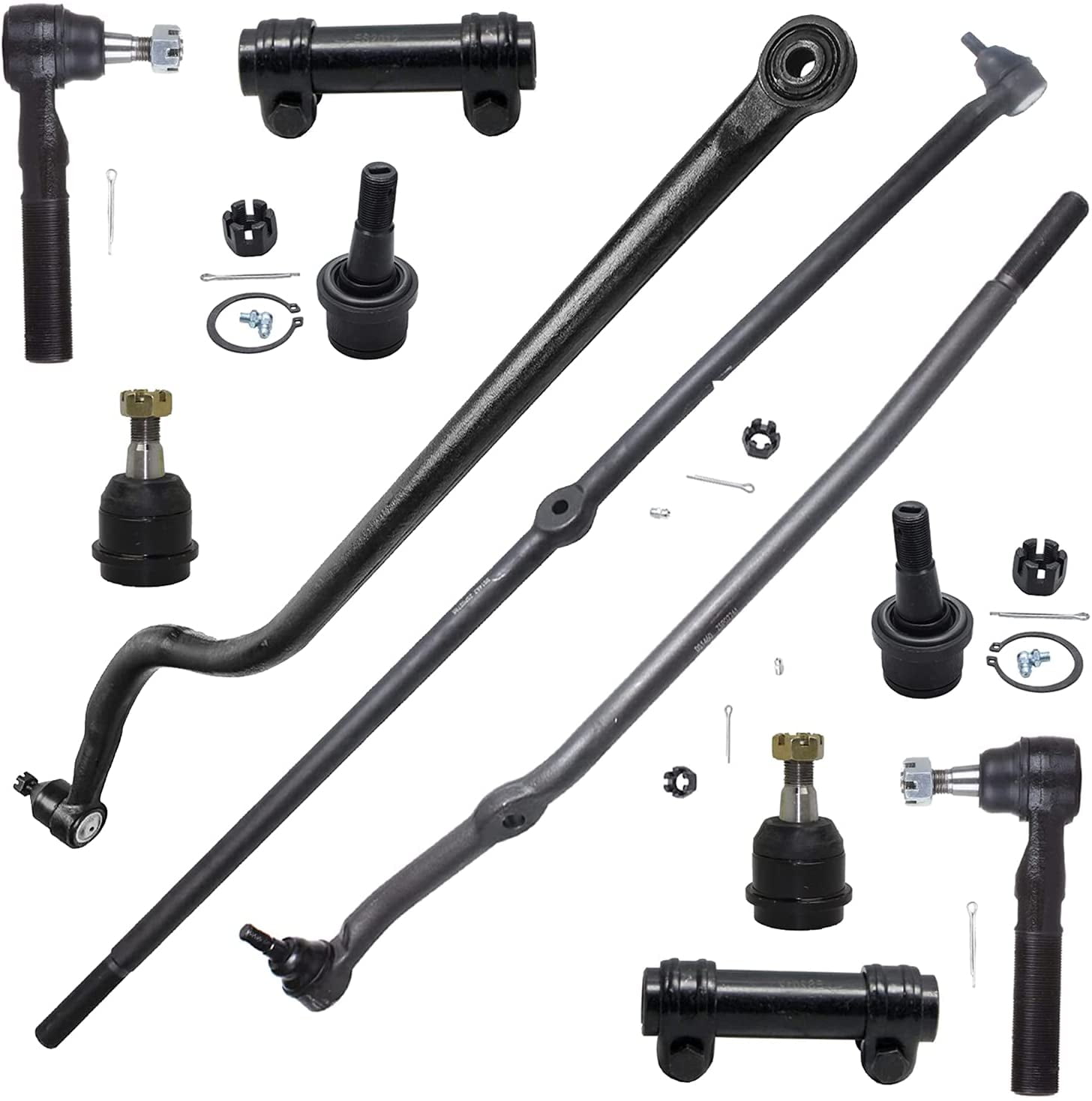 Sway Bar Links 11PC Front Upper and Lower Ball Joints Pitman Arm for 2000 2001 Dodge Ram 1500-2WD Inner and Outer Tie Rod Ends Detroit Axle