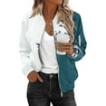 thumbnail image 2 of Bovemsi Bomber Jackets for Women Jacket 2025 Causal Zip Up Coats Long Sleeve Stand Collar Fall Lightweight Outerwear Tops Light Jackets, 2 of 6