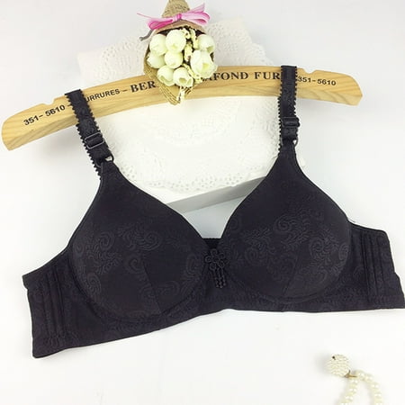 IDALL Bras for Women Wireless Bras for Women Lingerie Plus Size Soft Cotton No Steel Ring Comfortable Breathable Thin Underwear Bralette Bras Black 36