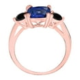 thumbnail image 5 of AoneJewelry 2.20 Carat Sapphire and Black Diamond Three Stone Ring In 10K Solid Rose, White & Yellow Gold, 5 of 5