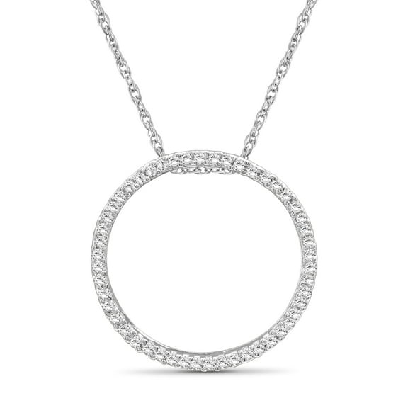 JewelersClub Silver Chain Necklace for Women – .925 Sterling Silver Circle Necklace with Sparkling Genuine 0.25 CTW White Diamonds – Chic, Stunning Silver Statement Necklace