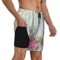 thumbnail image 3 of Daiia Vintage Wood with Floral Mens Swim Trunks Swim Shorts Quick Dry Swim Shorts with Mesh Lining Pockets-3X-Large, 3 of 9