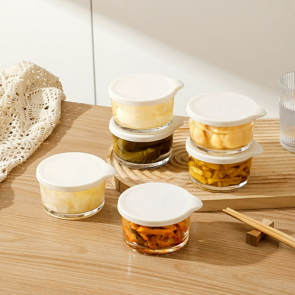 PONPRNGY 1Pc Salad Dressing Container, Glass Small Condiment Container with Lids, Dipping Sauce Cups for Lunch Box, Leakproof Reusable Sauce Containers, Salad Jars Meal Prep