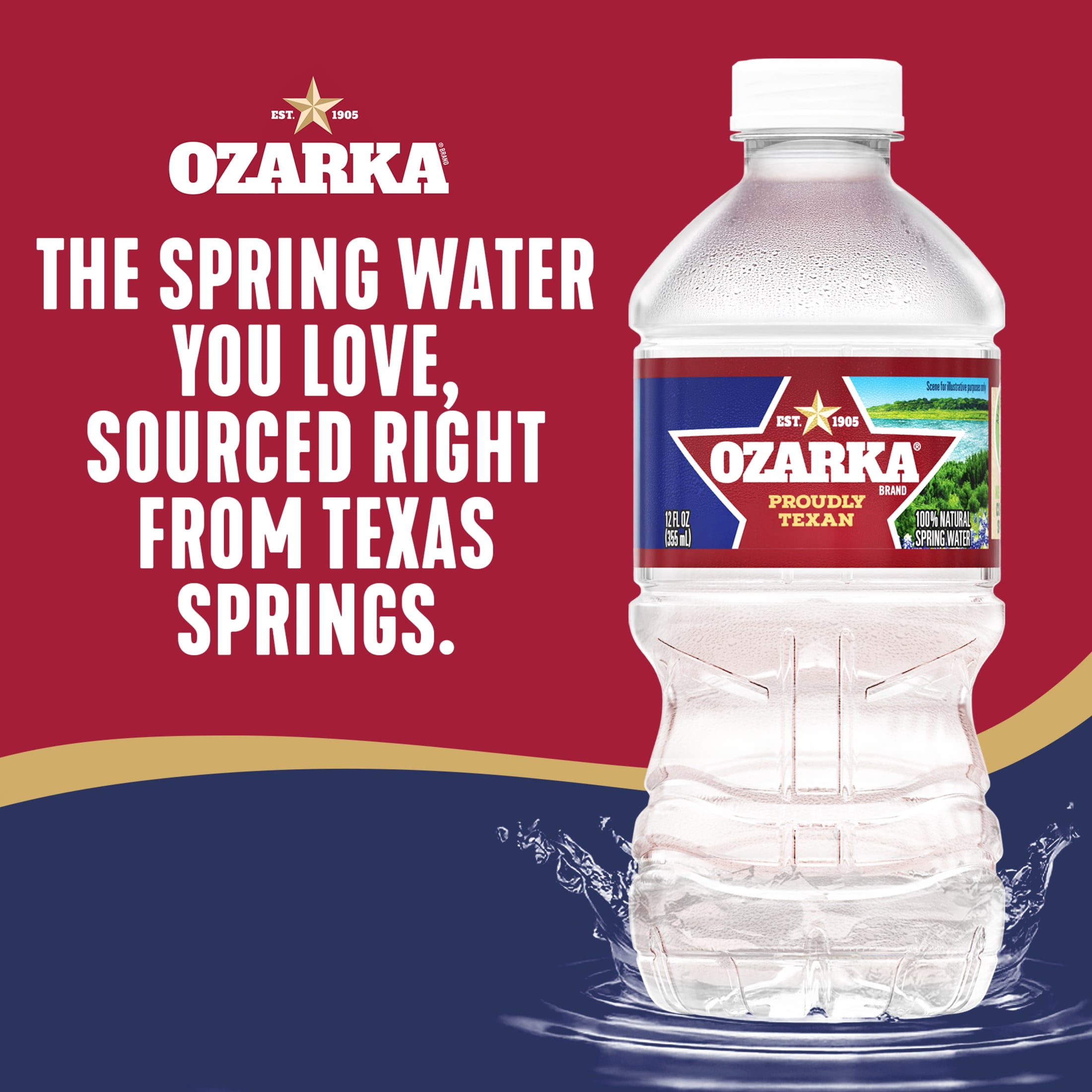 (2 pack) Ozarka Texas Spring Water, 12 fl oz, 12-pack Plastic Bottles