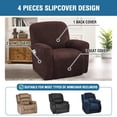 thumbnail image 2 of 4-Pieces Recliner Chair Covers Velvet Stretch Reclining Couch Covers for 1 Cushion Sofa Slipcovers Furniture Covers Form Fit Customized Style Thick Soft Washable(Small, Brown), 2 of 7