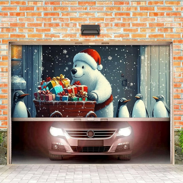 LLQKIGS Christmas Garage Door Frame Christmas Garage Door Banner Garage Door Christmas Decoration Holiday Garage Partner Christmas Frame Snowflake Partner Garage Door Frame Christmas Party Flags 3x5