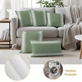 thumbnail image 3 of Dark Sage Green Outdoor Pillow Covers, Waterproof Decorative Throw Pillowcases Set of 2, Farmhouse Sage Green White Striped Couch Cushion Cases with Zipper for Outside Patio Garden Sofa 18"x18", 3 of 9