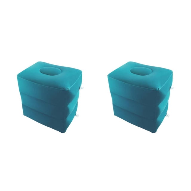 fastboy Portable Inflatable Foot Rest 3 Layers Foot Stool Foot Rest Pillow for Relaxing Journeys Light Blue 40 x 30 x 43cm 2Set