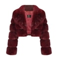 thumbnail image 3 of Women's Faux Fur Cropped Coat Fluffy Faux Fur Jacket Long Sleeve Lapel Furry Winter Warm Shaggy Parka Short Coats, 3 of 5