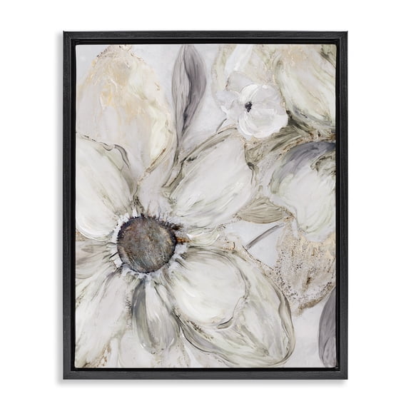 Stupell Industries Neutral Sandstone Blooms Black Framed Floater Canvas Wall Art, design by Carol Robinson