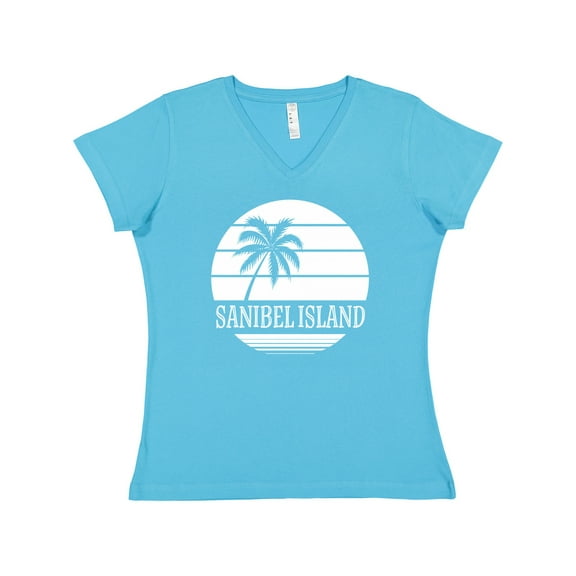Inktastic Sanibel Island Florida Vacation Women's V-Neck T-Shirt