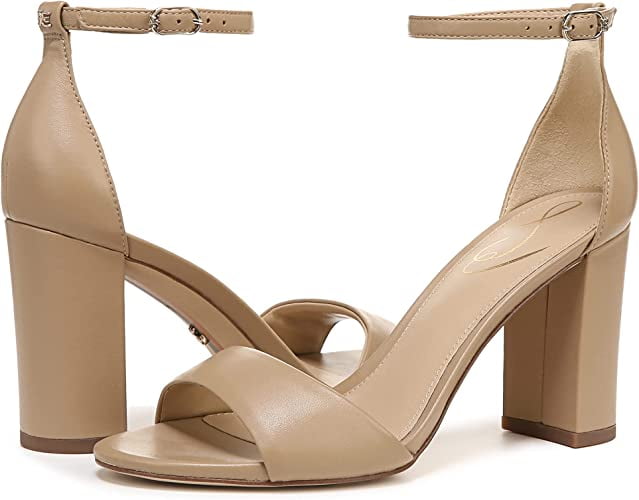 Sam Edelman Robyn Beige Buckled Ankle Strap Open Toe High Block
