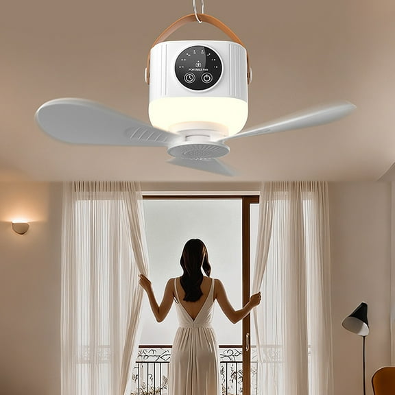 PATLOLLAV 1 Pcs Ceiling Fan with LED Display Camping Fan, USB Portable Tent Fan, Ceiling Fan Light with 3-Level Adjustable Brightness for Camping Outdoor Dorm