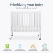 Dream On Me 2-in-1 Folding Portable Mini Crib in White, Mattress Pad Included, Easy to Fold and Store Baby Crib, Two Adjustable Mattress Height positions Convertible Crib