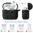 thumbnail image 2 of Comvin for Apple AirPods 4 Case Cover 2024, Cute Flower Engraved Silicone Case for AirPods 4 Case with Cleaner Kit & Keychain for Women Men, Black, 2 of 8