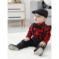 thumbnail image 2 of Baby Boys Outfits Clothes Set 0-24 Months Toddler Infant Party Romper Suspender Pants Beret Hat 4pcs, 2 of 16