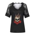 thumbnail image 4 of Blusa de manga corta con estampado de calavera para mujer Fridja  bn4875, 4 of 5