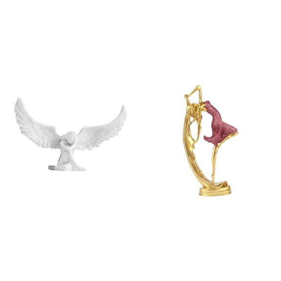 QSTDGVPW Resin Angel Ballerina Statue Figurine Sculpture Decoration Ornament for Office Housewarming Bookshelf Hallway Desktop Bedroom Friend Gift