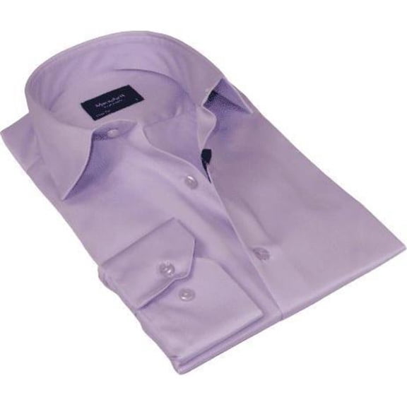 Men 100% Sateen Cotton Shirt Manschett Quesste Turkey Slim Fit 4010-06 Lilac